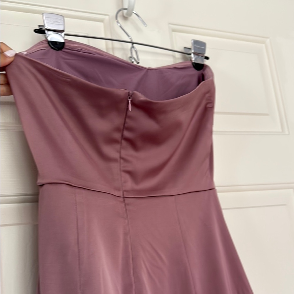 Lulu's Pink Asymmetrical Ruffled Strapless Dress - Picture 2 of 3
